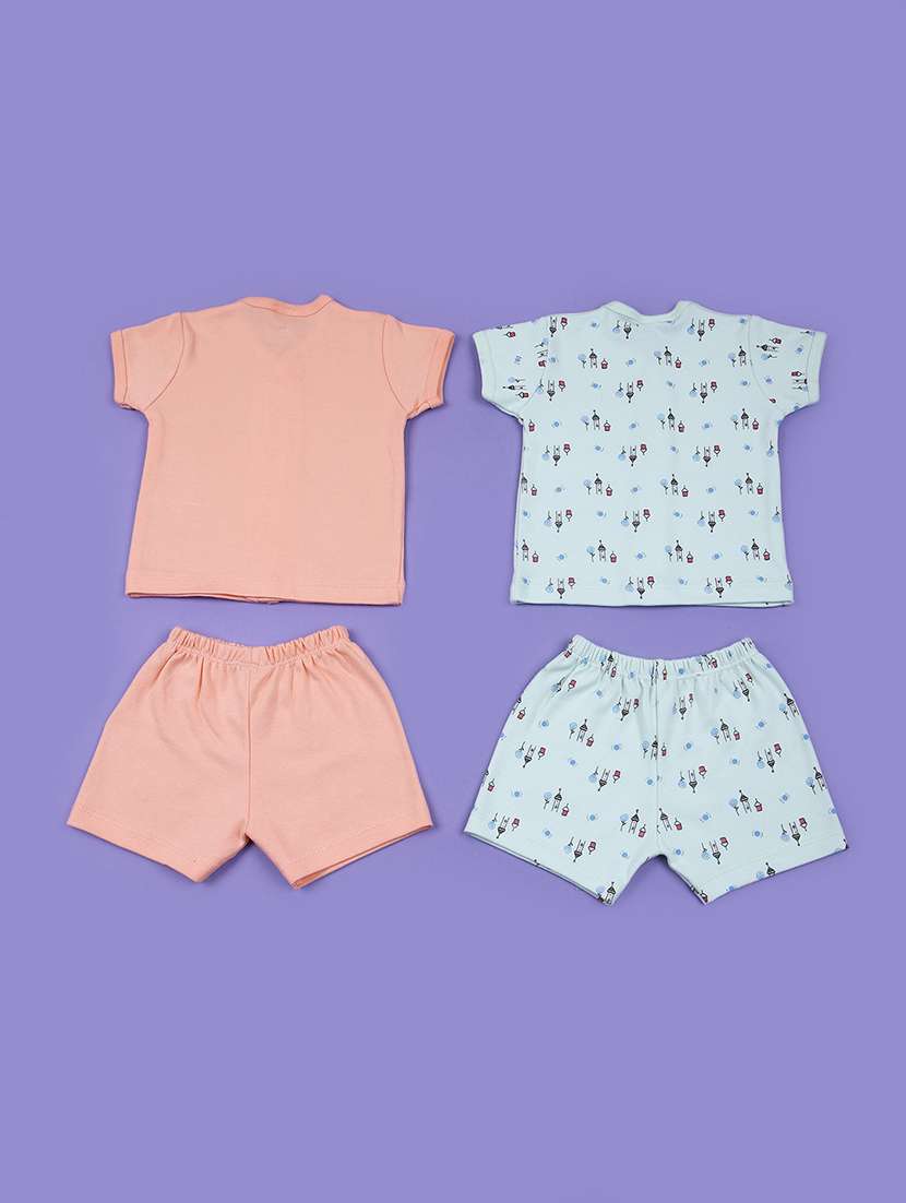 kids pack of 2 printed t-shirt and short set - 21611296 -  Standard Image - 1