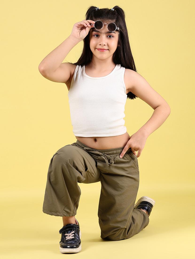 girls solid mid rise jogger - 21611329 - Standard Image - 4