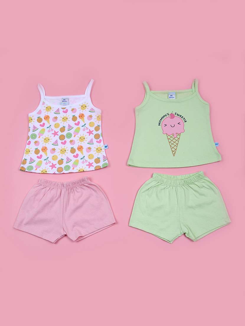 kids pack of 2 printed t-shirt & shorts set 
