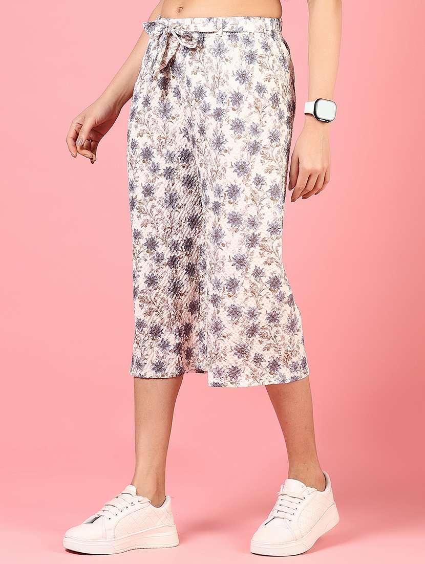 women floral print mid rise culottes - 21611471 - Standard Image - 1