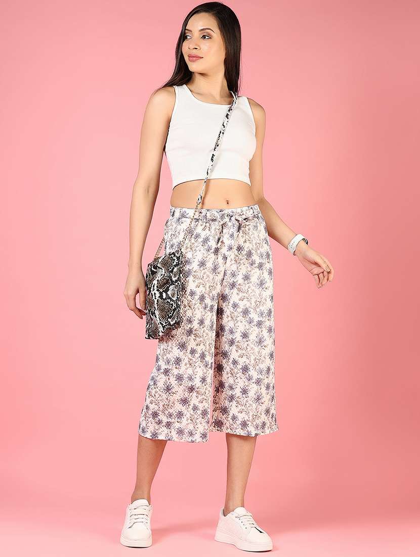 women floral print mid rise culottes - 21611471 - Standard Image - 4