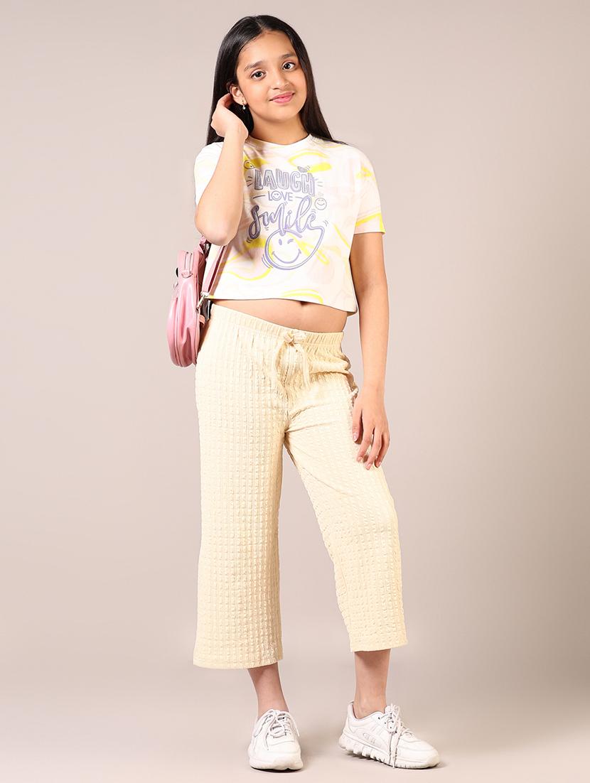 girls self design mid rise trouser - 21611506 - Standard Image - 4