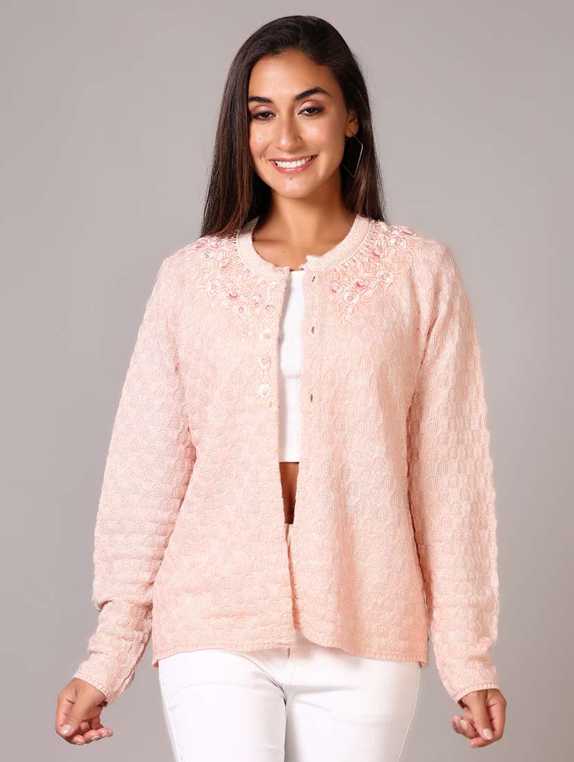 women self designed long sleeve cardigan