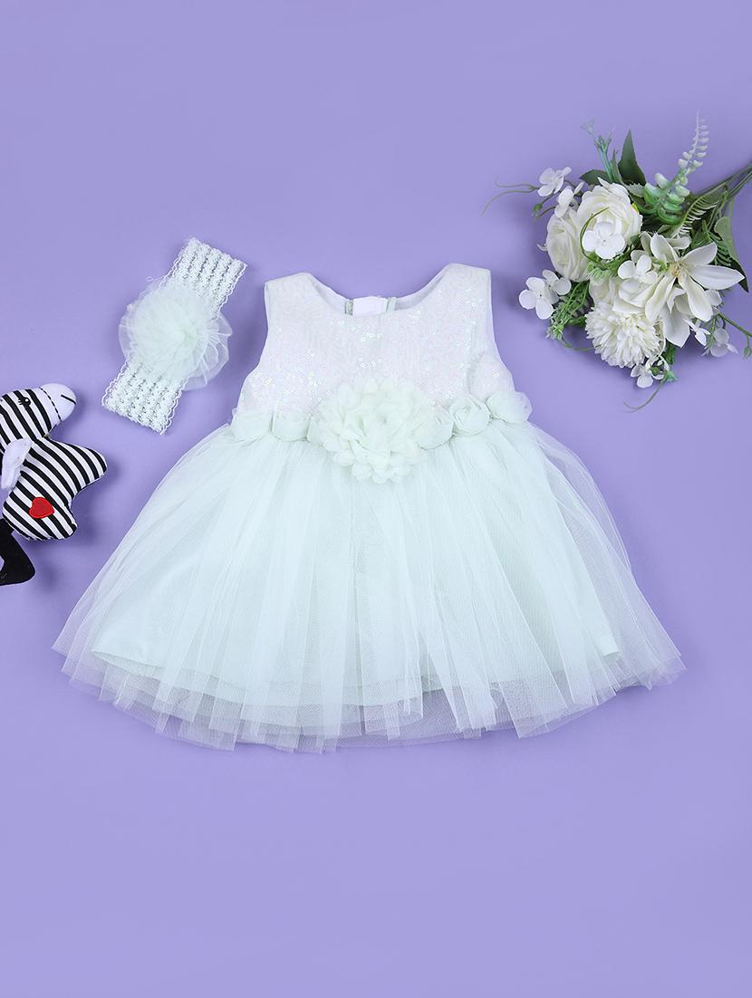 girls square neck flare net frock