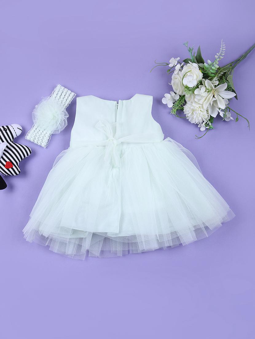 girls square neck flare net frock - 21611666 - Standard Image - 1