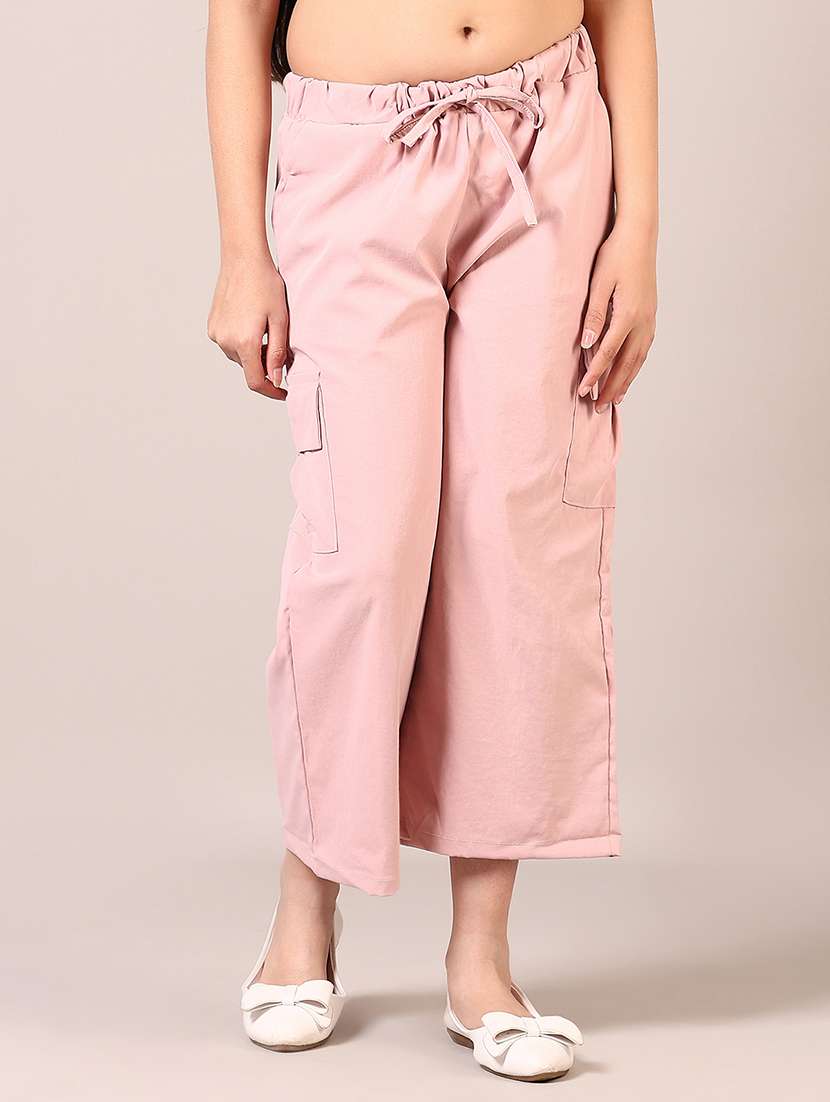 girls solid mid rise cargo