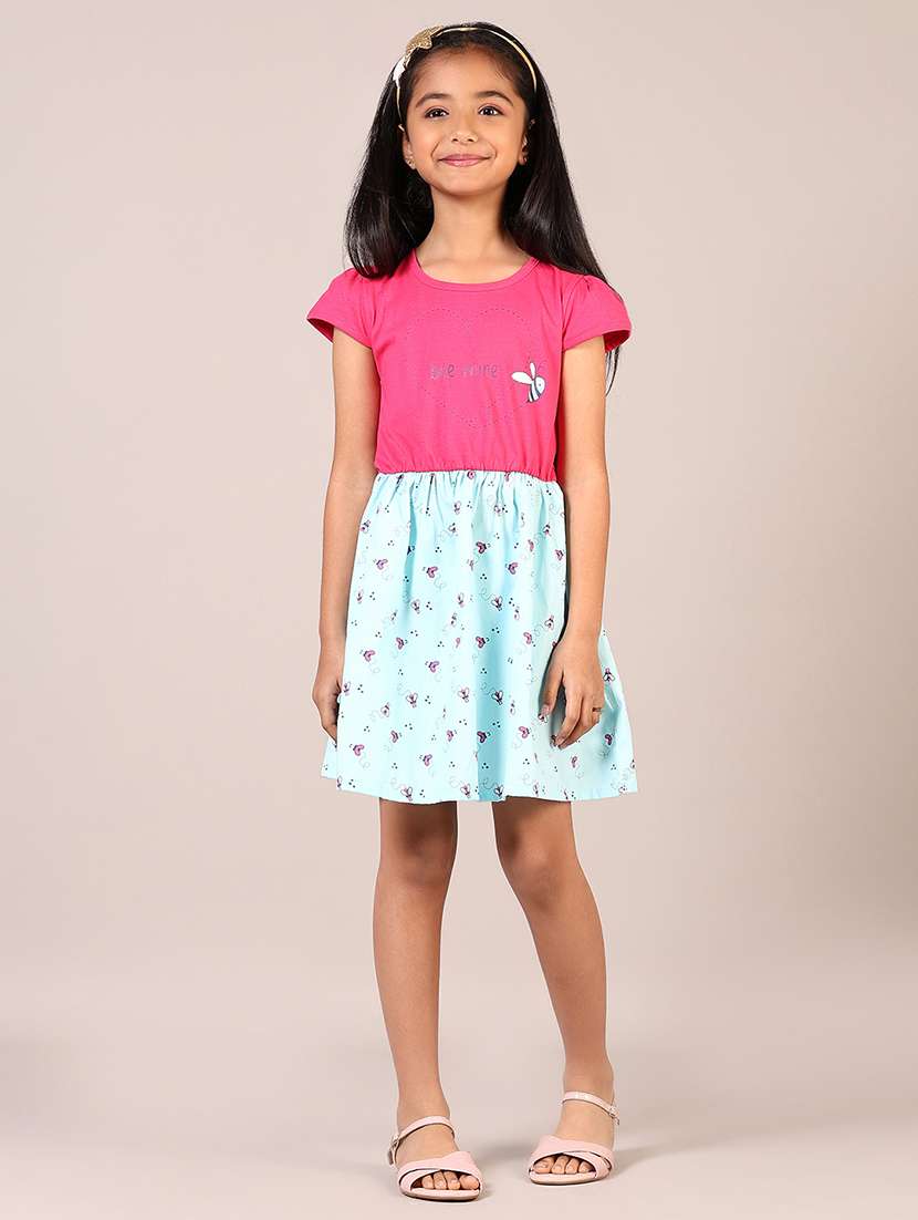 girls printed round neck frock - 21611750 -  Standard Image - 1