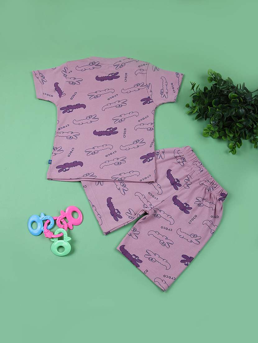 boys purple printed t-shirt & shorts set - 21611754 -  Standard Image - 1