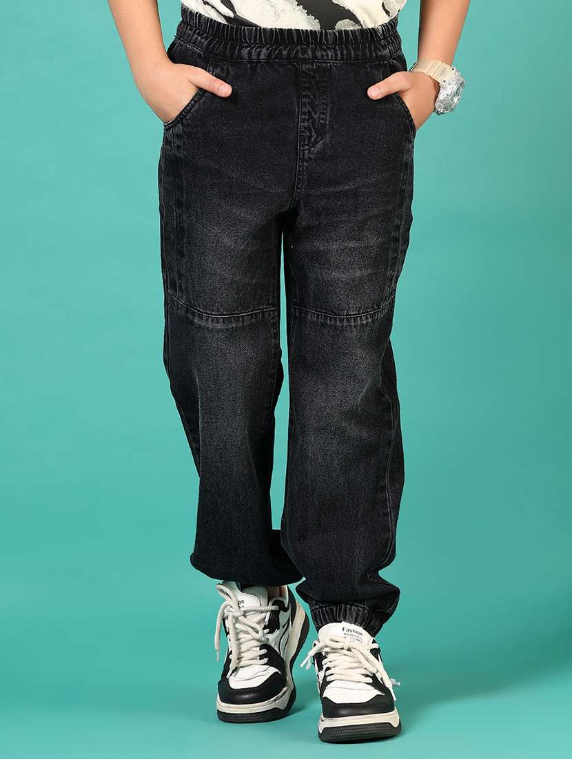 boys solid mid rise relaxed fit jean