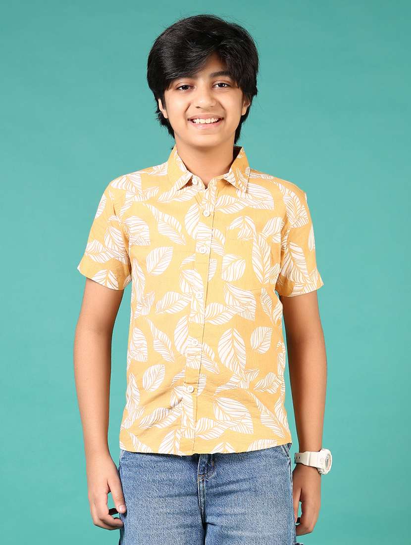 boys printed collared short sleeves shirt - 21611934 - Standard Image - 1