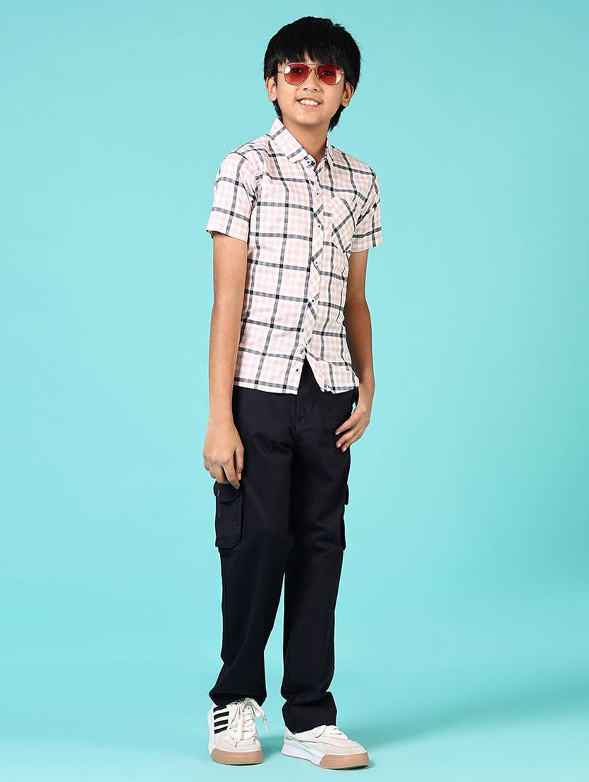boys checkered collared short sleeves shirt - 21611935 -  Standard Image - 4