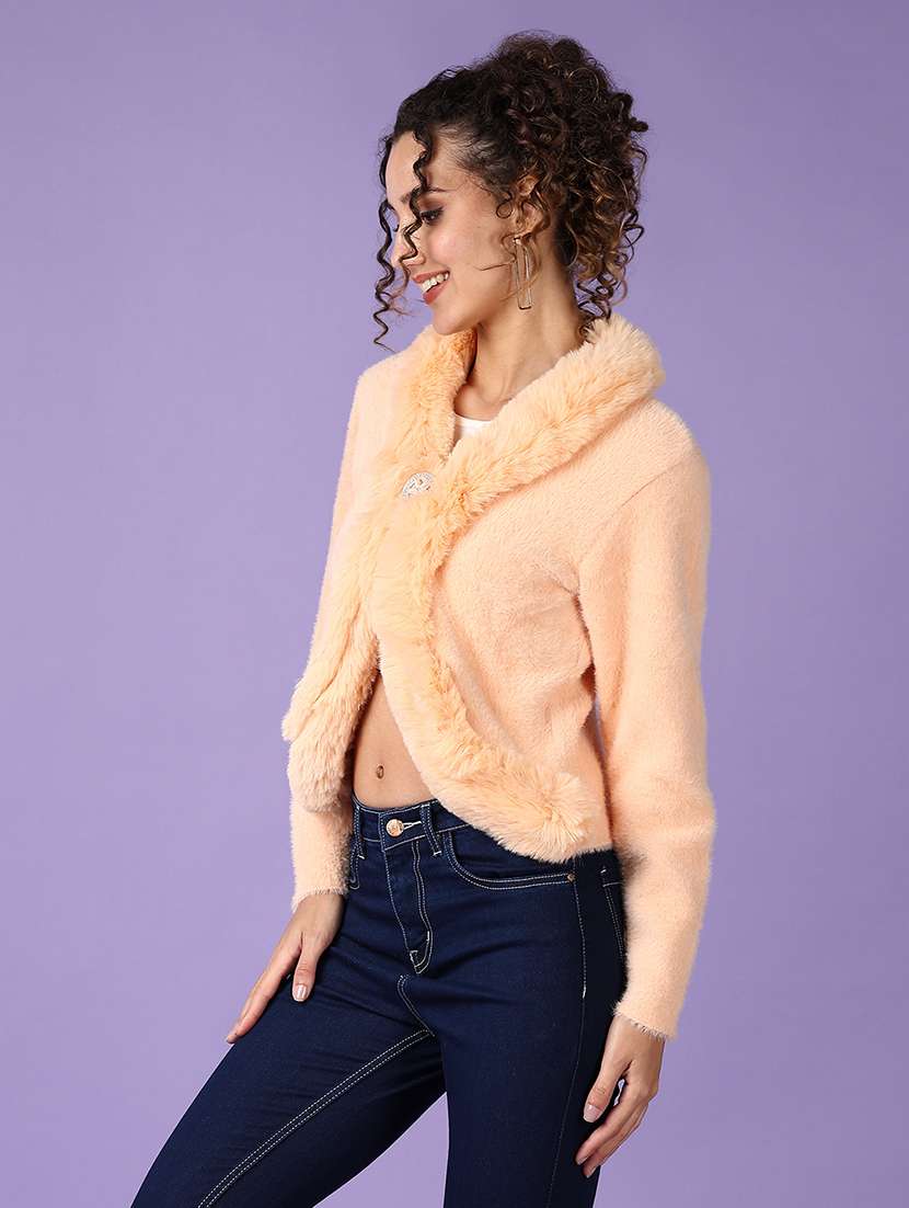 women solid long sleeve cardigan - 21611975 -  Standard Image - 1