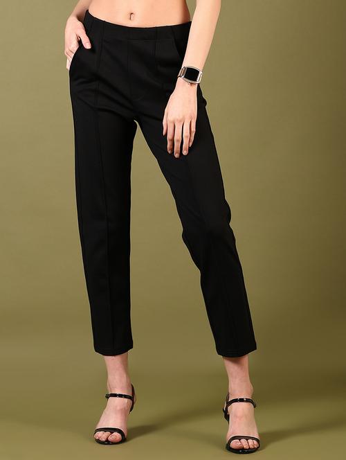 women solid mid peg trouser - 21612001 - Standard Image - 0
