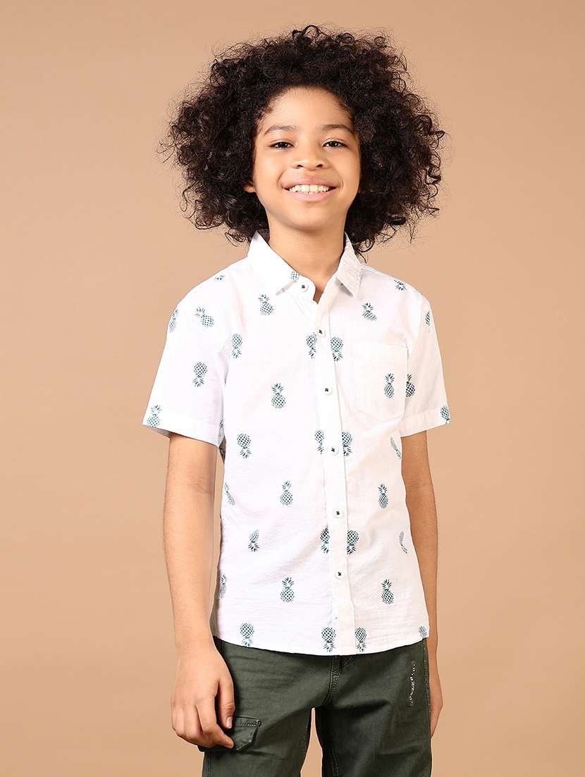 boys printed short sleeve casual shirt