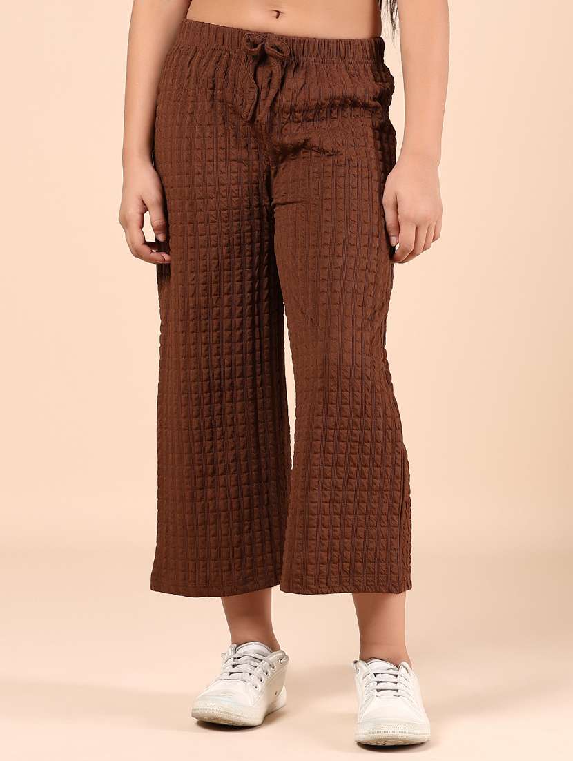 girls textured mid rise palazzo trouser