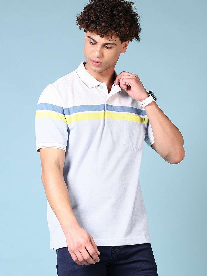 men striped short sleeve polo t-shirt - 21612100 -  Standard Image - 1