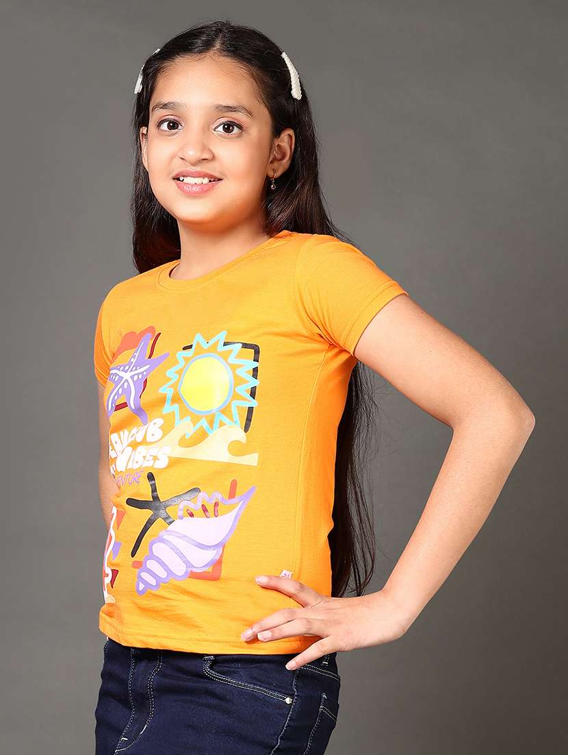 girls printed short sleeves tee - 21612116 - Standard Image - 1