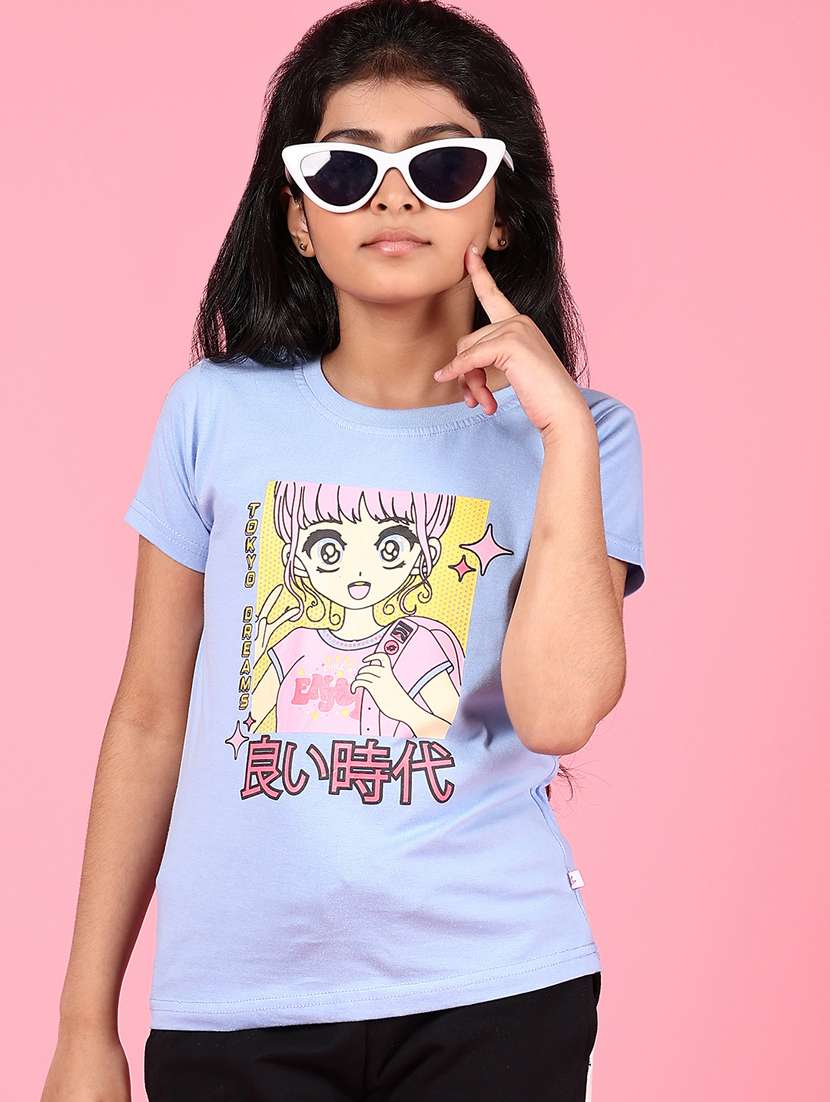 girls printed short sleeves tee