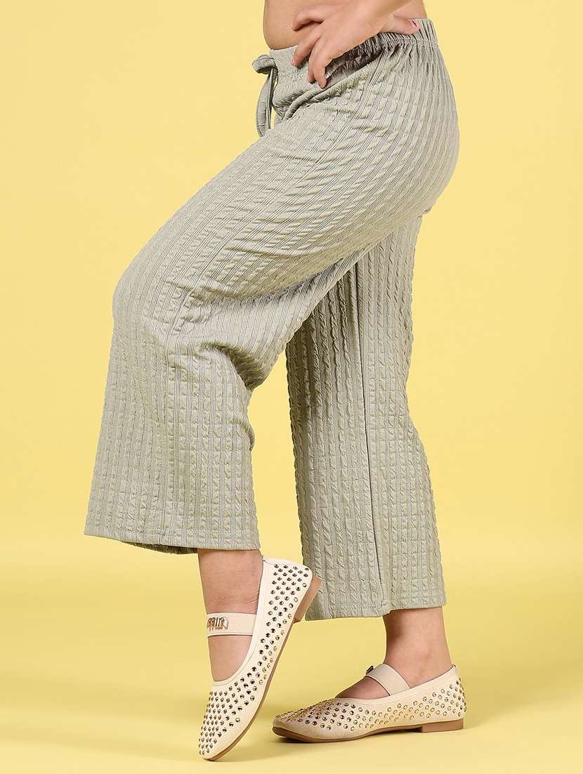 girls textured mid rise palazzo trouser - 21612123 -  Standard Image - 1