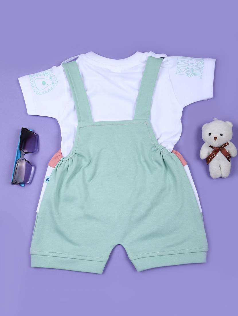 kids color blocked t-shirt with dungree - 21612137 -  Standard Image - 1