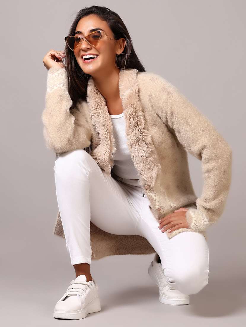 women self designed long sleeve cardigan - 21612217 -  Standard Image - 4