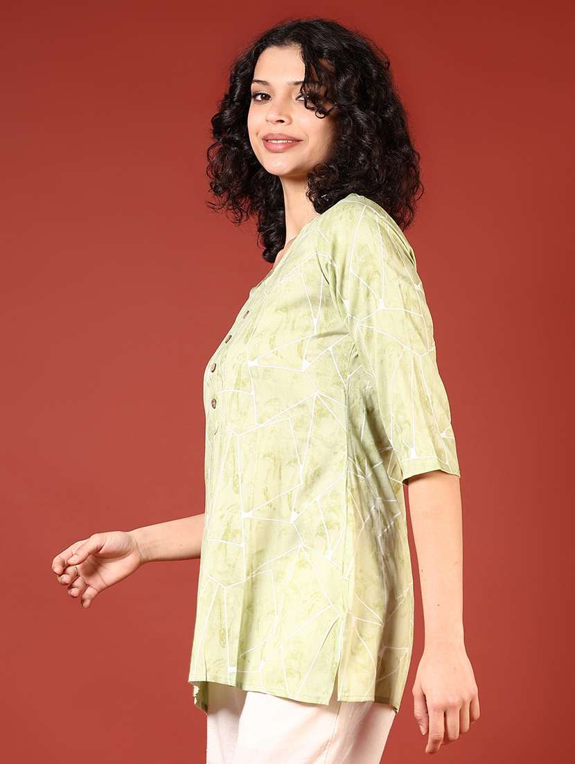 women printed round neck straight kurti - 21612266 -  Standard Image - 1