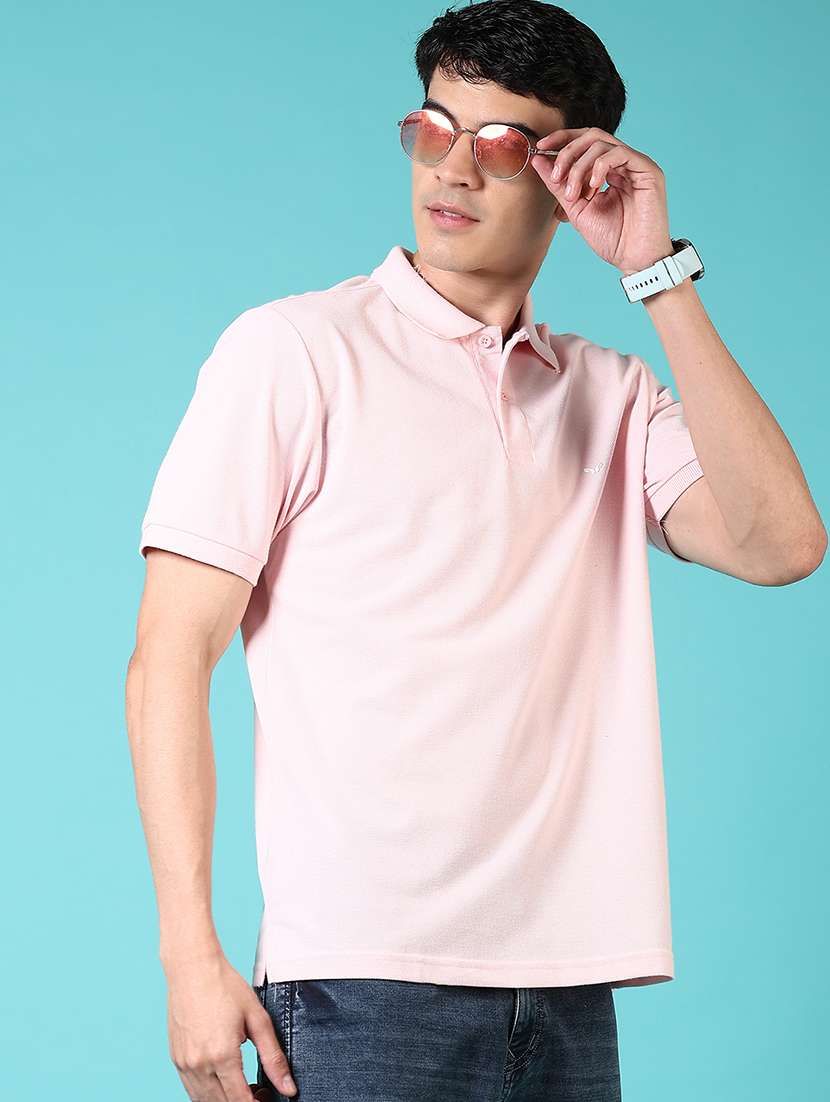 men solid short sleeve polo t-shirt