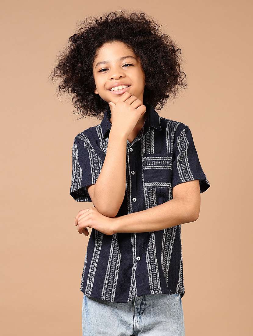 boys striped short sleeve casual shirt