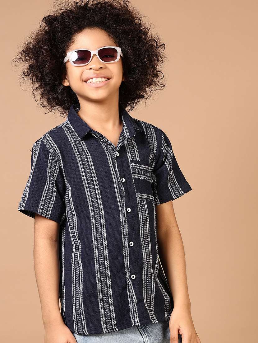 boys striped short sleeve casual shirt - 21612370 - Standard Image - 1