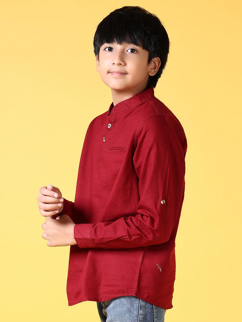 boys solid mandarin neck kurta - 21612416 -  Standard Image - 1