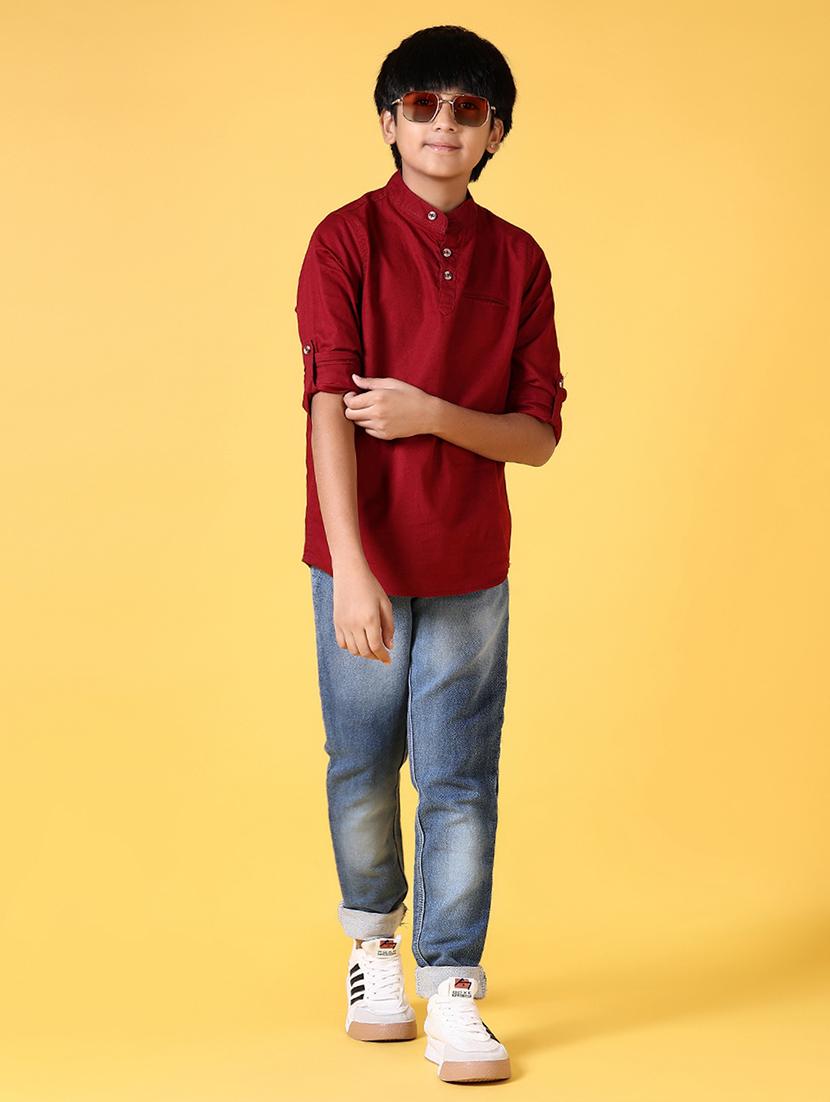 boys solid mandarin neck kurta - 21612416 - Standard Image - 4