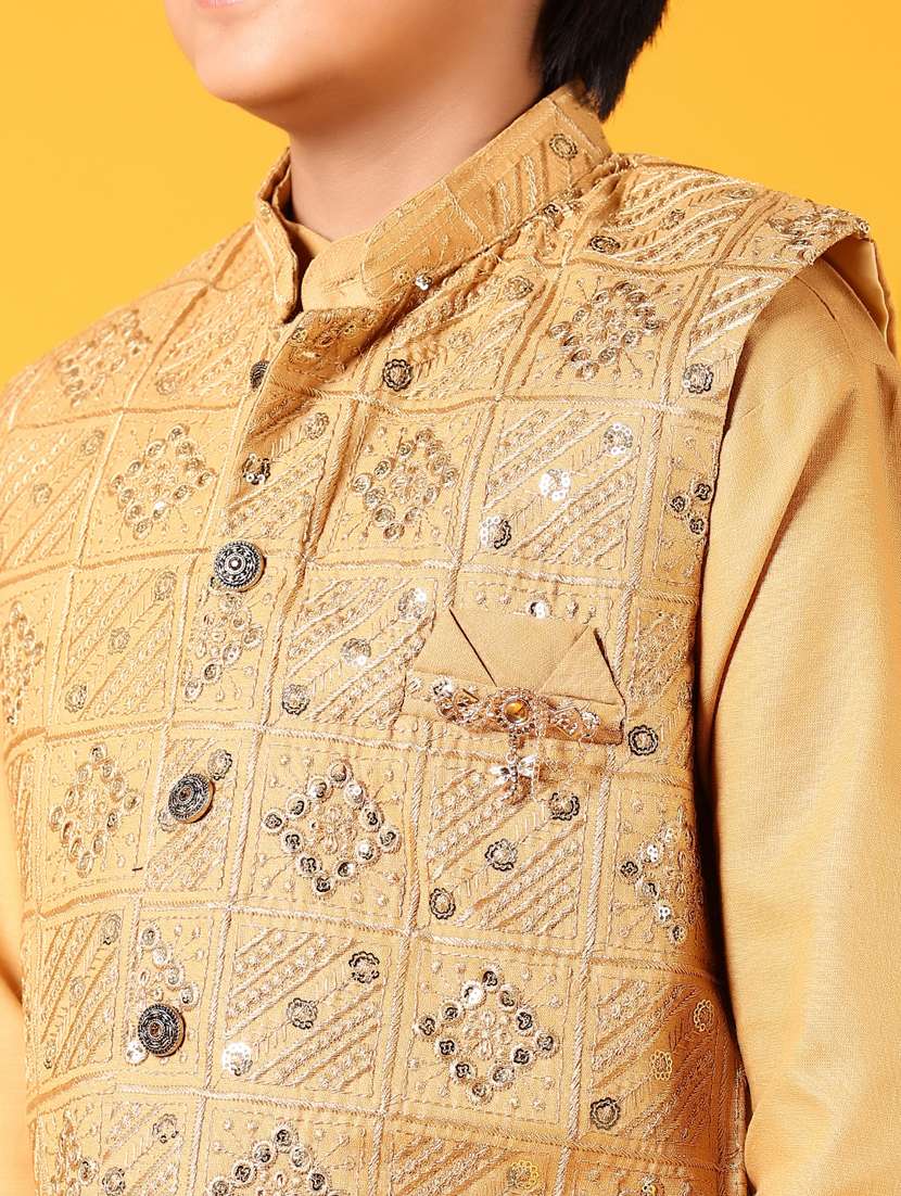 boys kurta and pyjama with embroidered jacket - 21612434 - Standard Image - 4