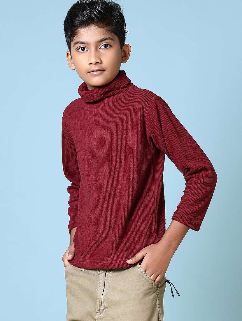 boys solid long sleeve pullover sweater