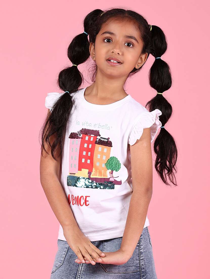 girls printed sleeveless round neck tee - 21612699 -  Standard Image - 1