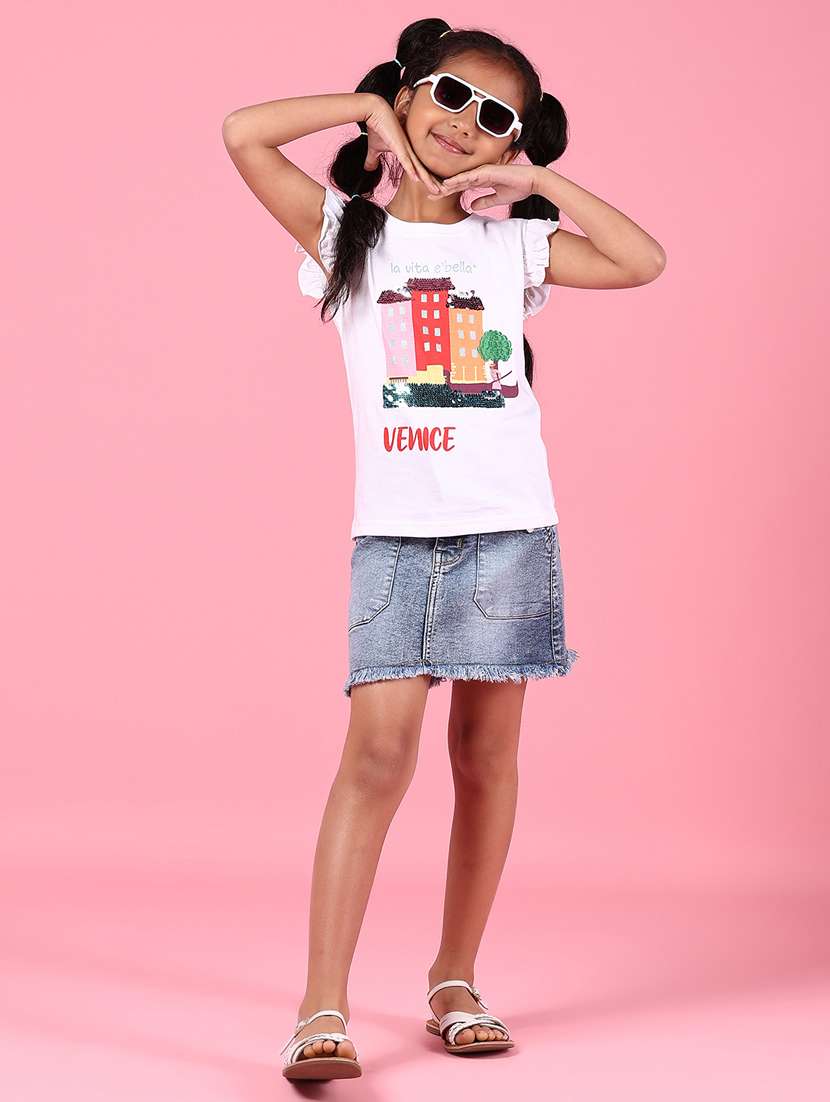 girls printed sleeveless round neck tee - 21612699 -  Standard Image - 4