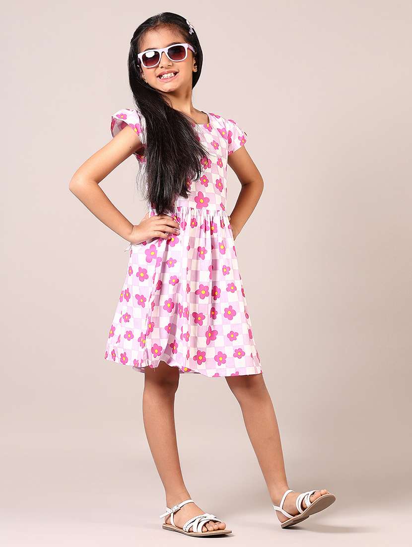 girls printed round neck frock - 21612833 -  Standard Image - 1