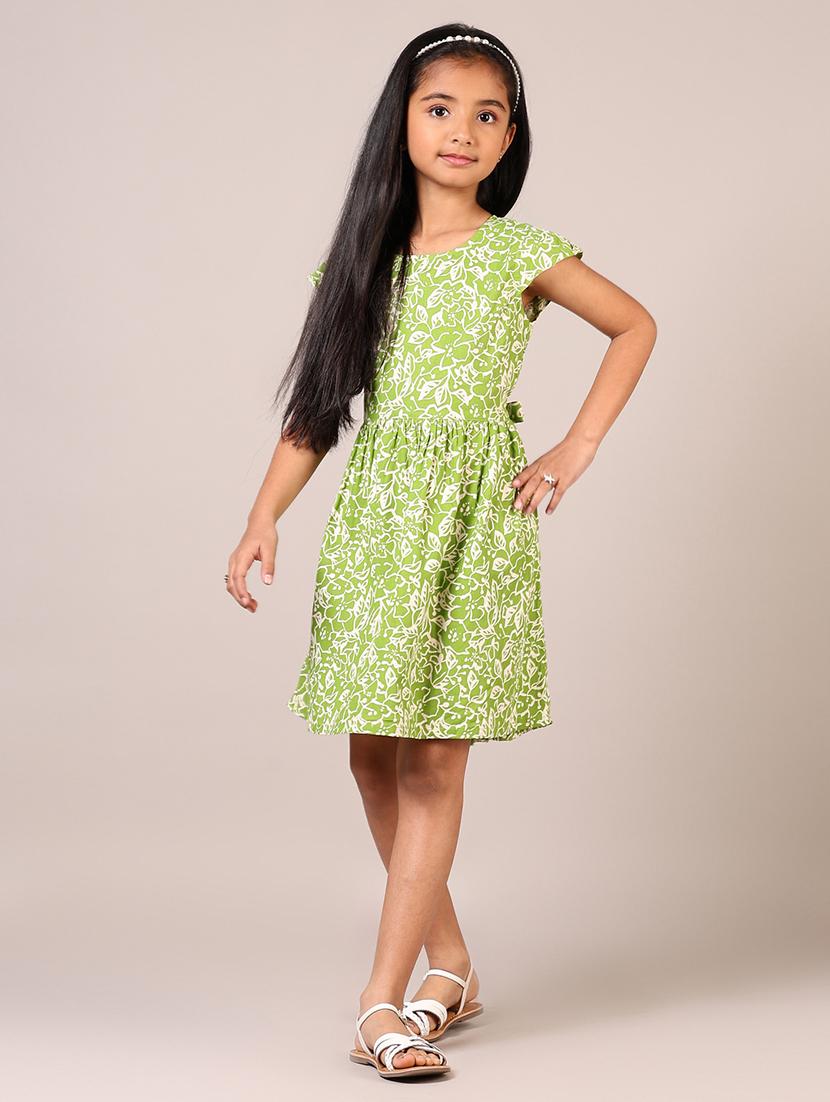 girls printed round neck frock - 21612845 - Standard Image - 1