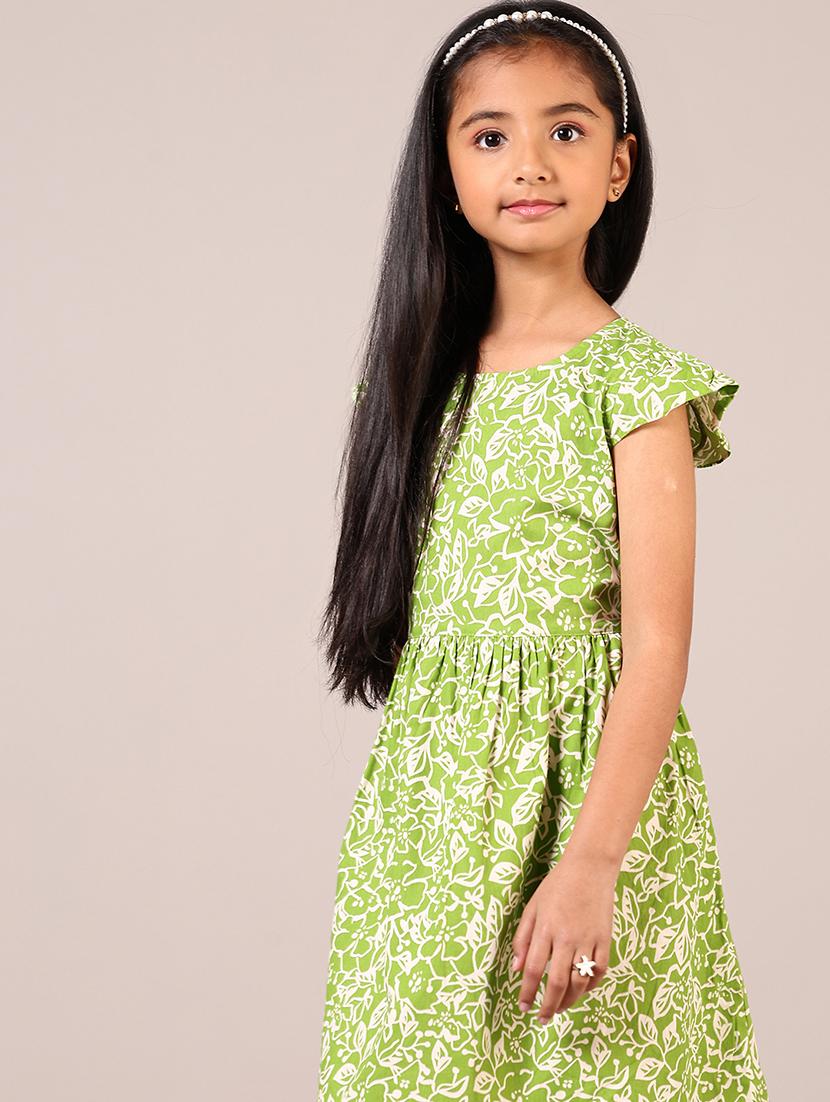 girls printed round neck frock - 21612845 - Standard Image - 4