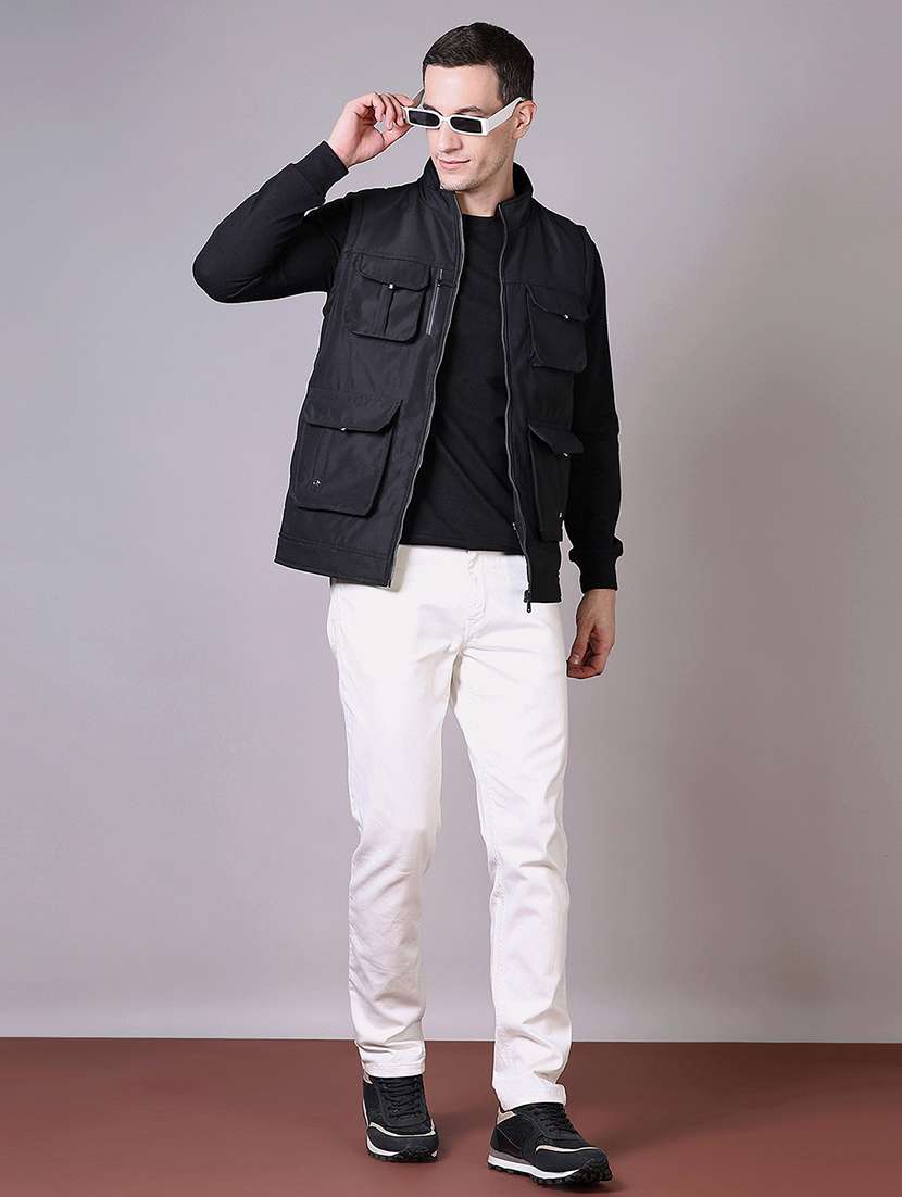 men solid sleeveless casual jacket - 21612869 -  Standard Image - 4