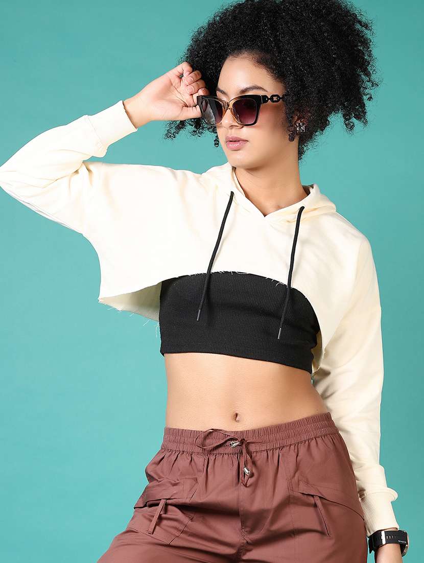 men solid long sleeve cropped sweatshirt - 21612888 -  Standard Image - 1