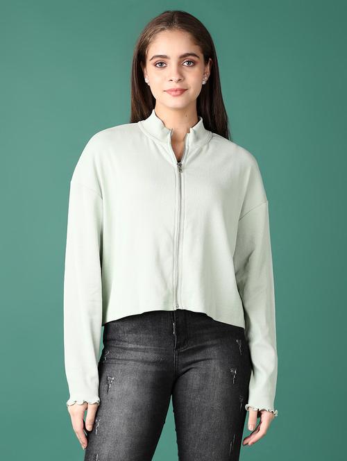 women sea green solid long sleeve t-shirt - 21612912 - Standard Image - 0