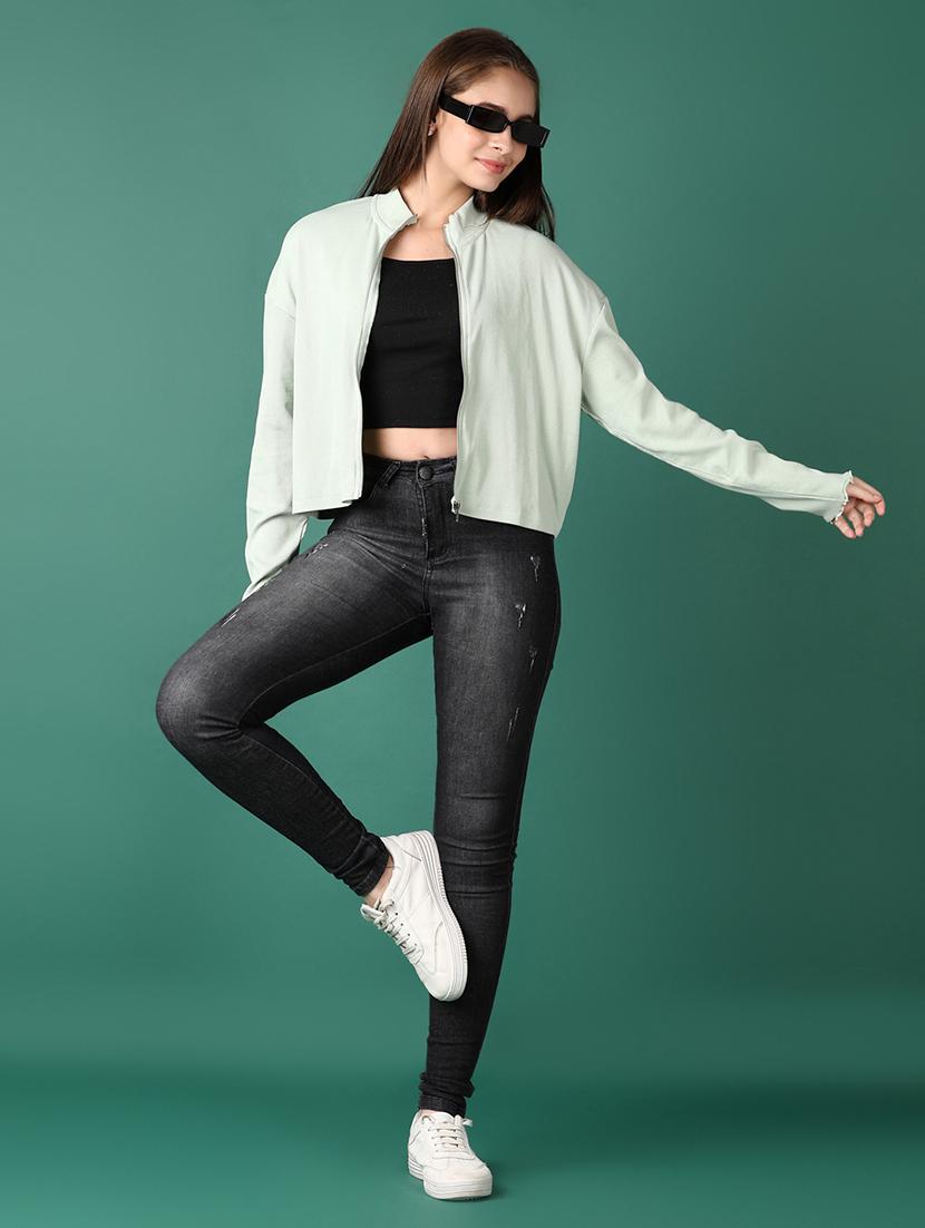 women sea green solid long sleeve t-shirt - 21612912 - Standard Image - 4