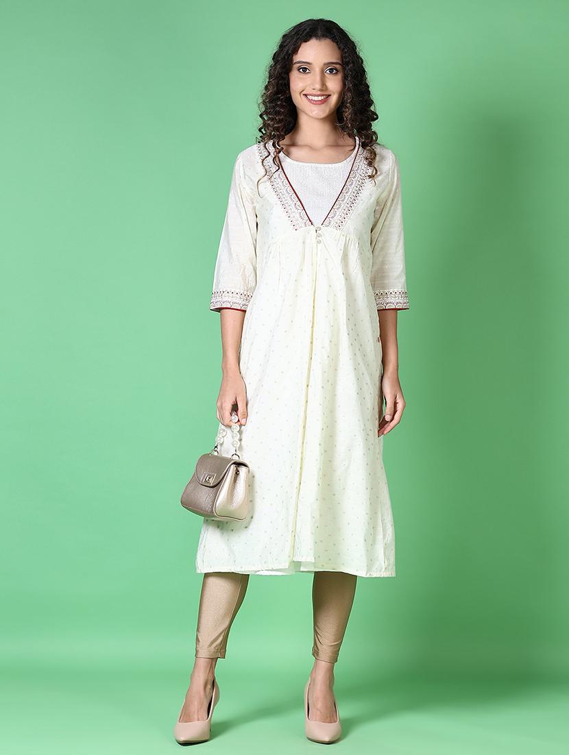 women printed round neck a-line kurta - 21612927 - Standard Image - 4
