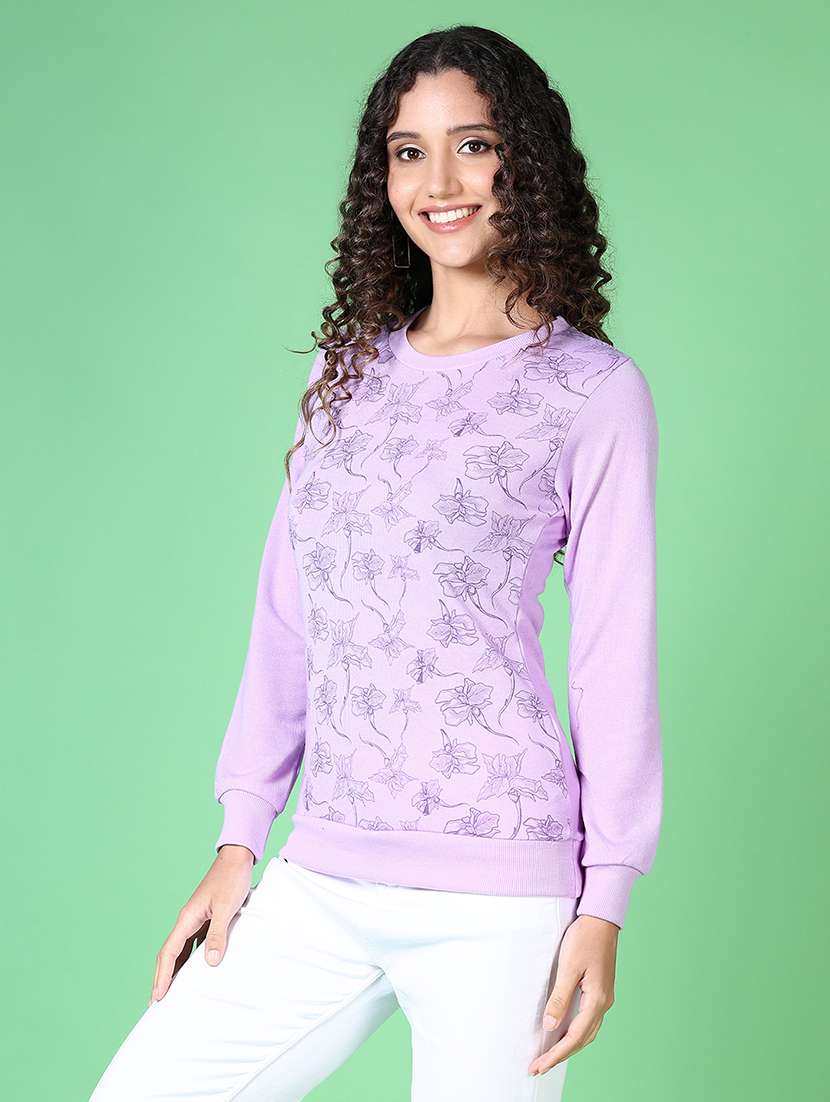 women printed long sleeves pullover - 21612941 -  Standard Image - 1