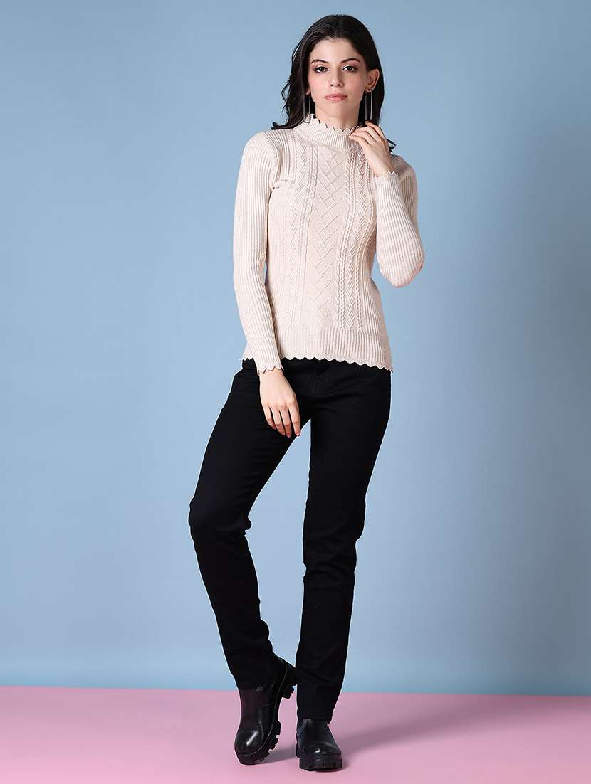 women long sleeves self design pullover - 21612965 -  Standard Image - 4