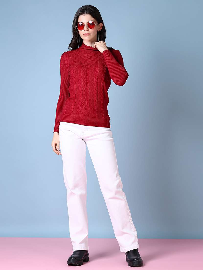 women long sleeves self design pullover - 21612967 -  Standard Image - 4