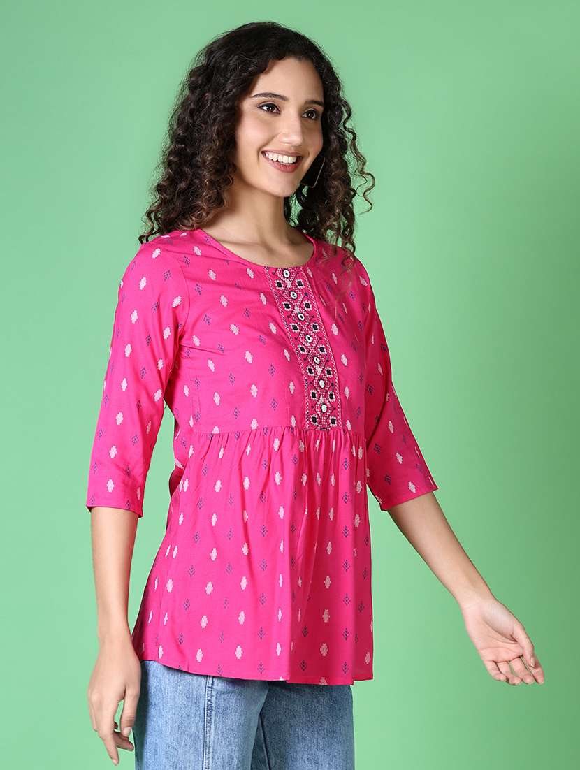 women printed round neck a-line kurti - 21612981 -  Standard Image - 1