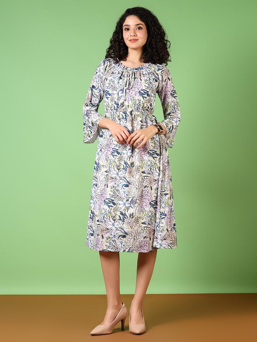 women printed round neck a-line dress - 21612985 - Zoom Image - 0
