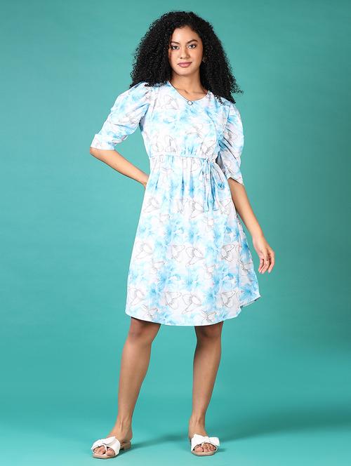 women floral printed v neck a-line dress - 21612986 -  Standard Image - 0