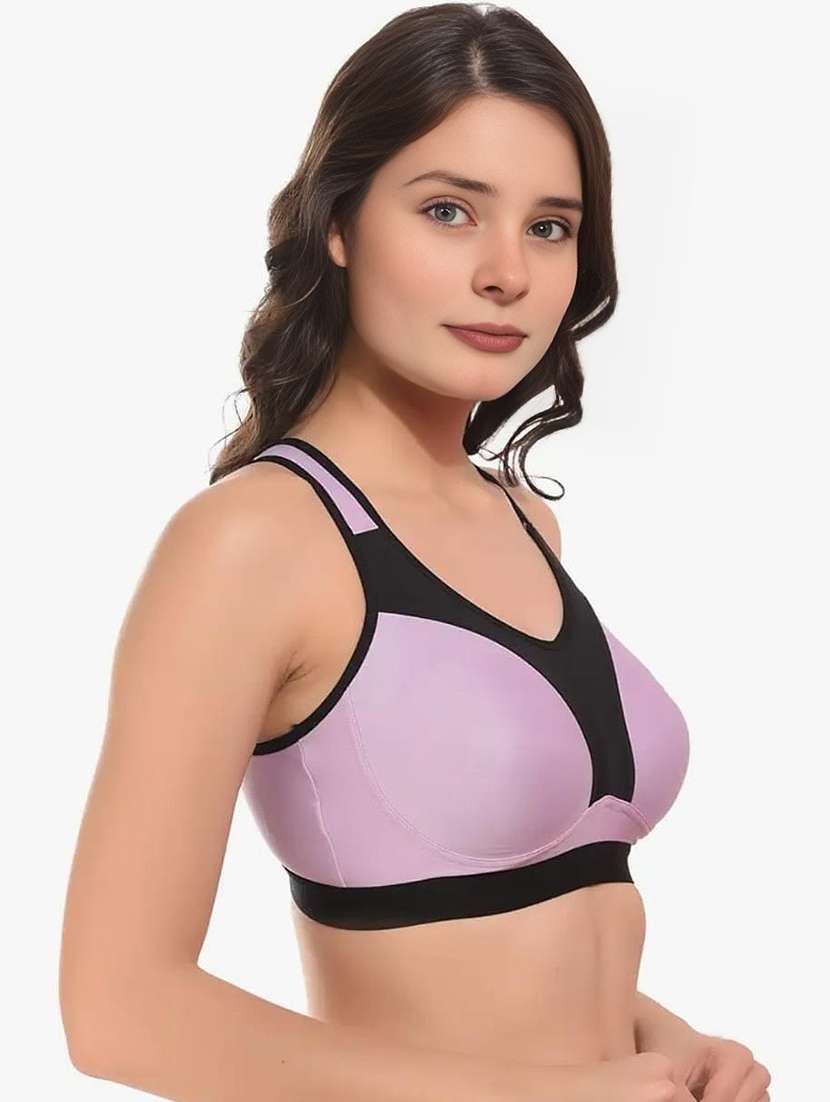 women color block lavender sports bra - 21613067 -  Standard Image - 1
